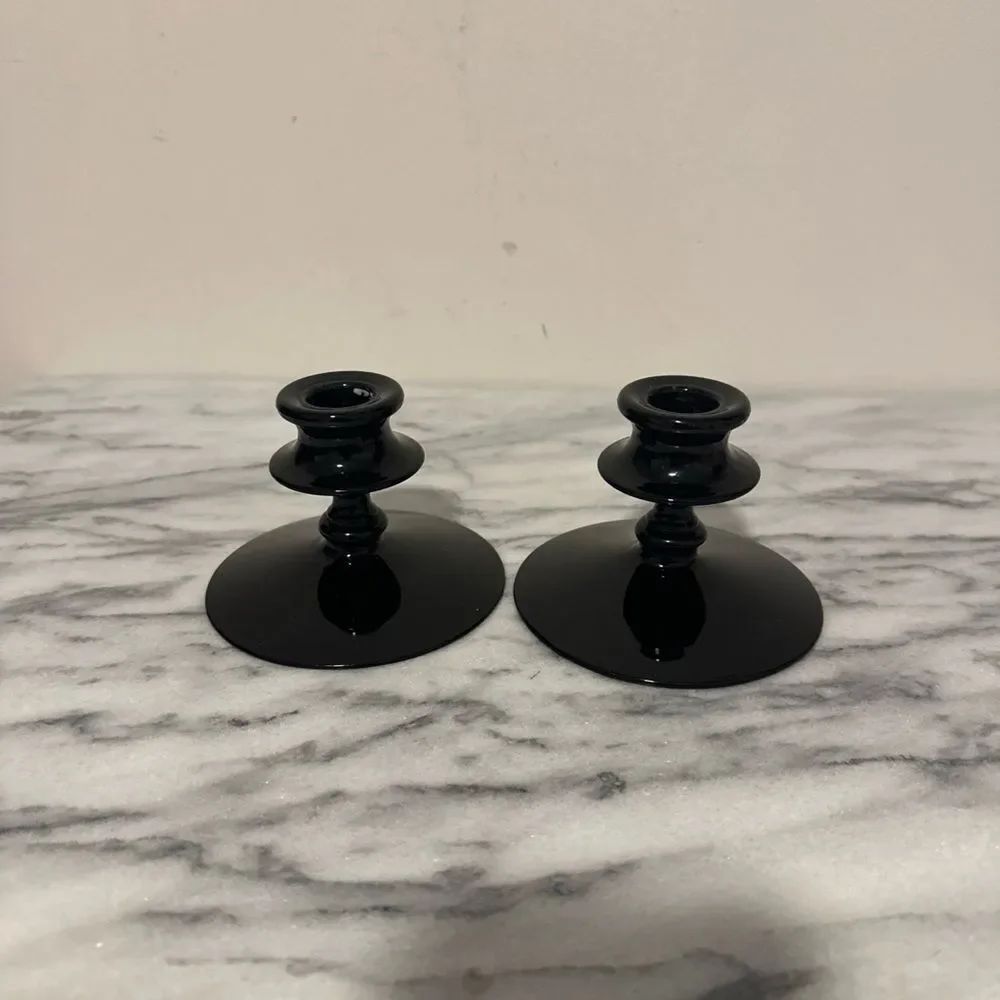 Elegant Black Glass Candle Holders Halloween